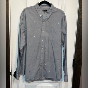 Men's Light Gray Chaps Shirt with Embroidered Penguin Details